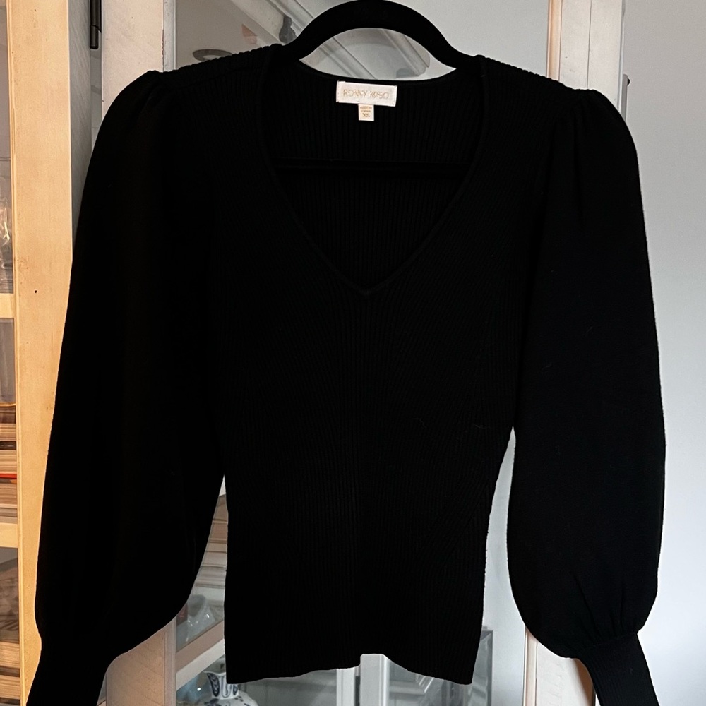 Ronny Kobo Collection Black Tegan Sweater w/ Juliet Sleeves